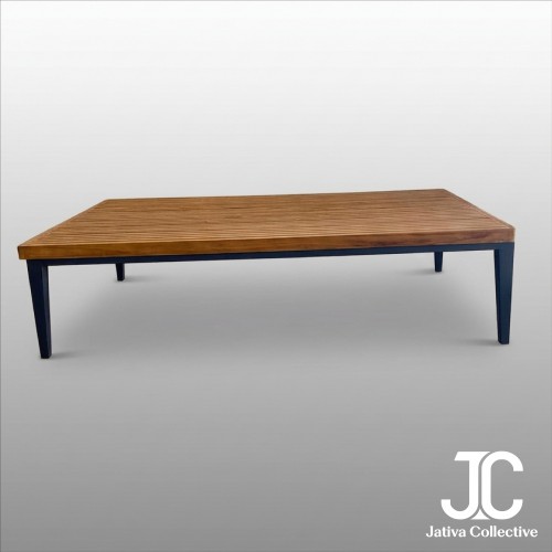 Ubud Slatted Teak and Iron Coffee Table