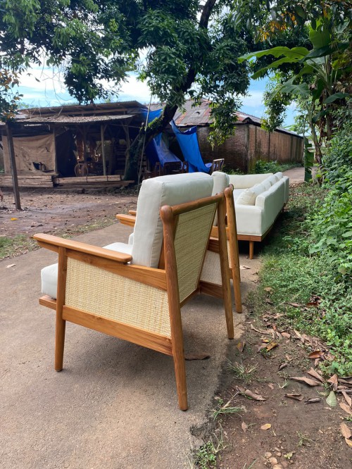 The Jativa Cane & Teak Lounge Armchair