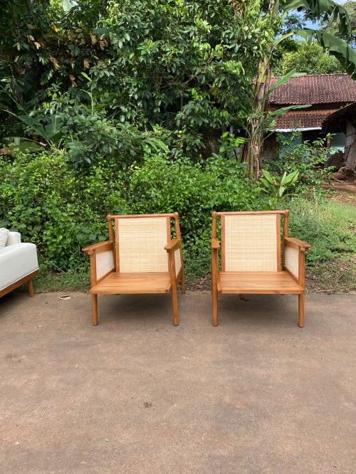 The Jativa Cane & Teak Lounge Armchair