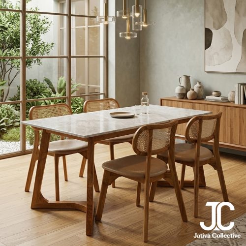 The Kyoto Teak & Marble Dining Set