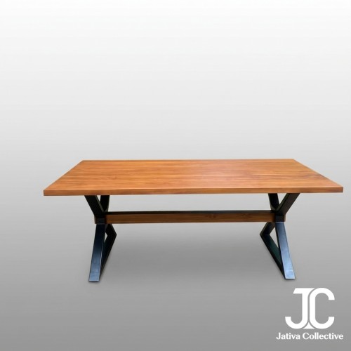 The X-Cross Industrial Teak Dining Table