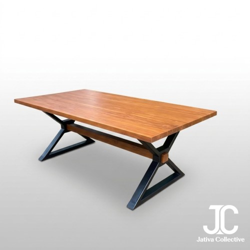 The X-Cross Industrial Teak Dining Table