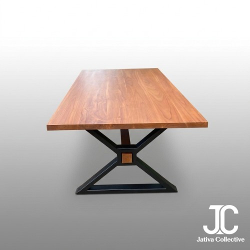 The X-Cross Industrial Teak Dining Table