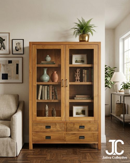 Minimalist 2-Door Glass Display Cabinet