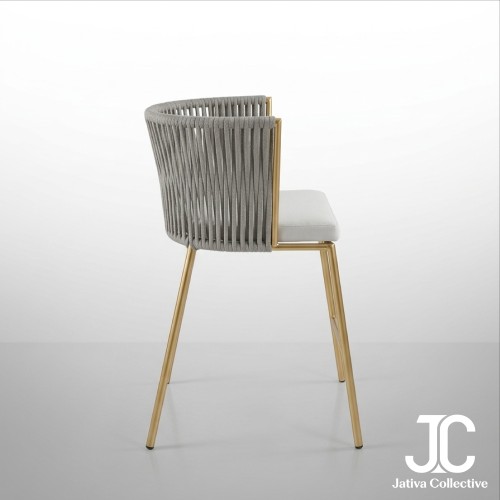 Aura Gold & Rope Weave Bar Chair