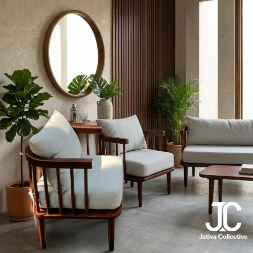 Retreat Spindle Sofa Set - Mid-Century Modern
