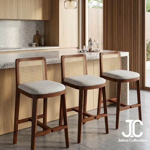 Teak Rattan Bar Stool - Barstool