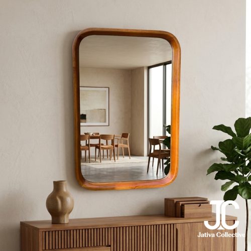 Rounded Rectangular Wall Mirror - Mid-Century Modern