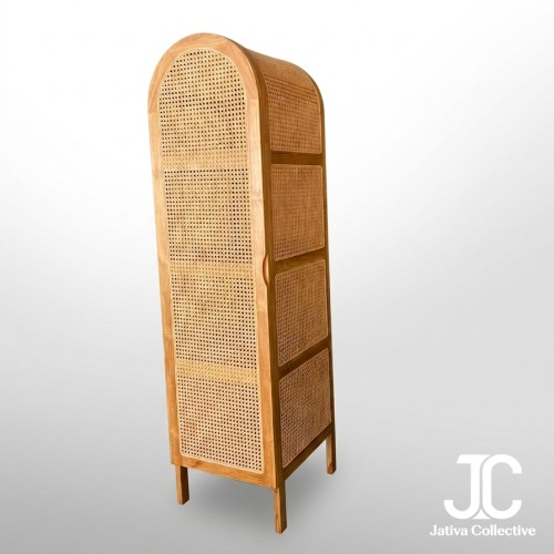 Arched Rattan Display Cabinet