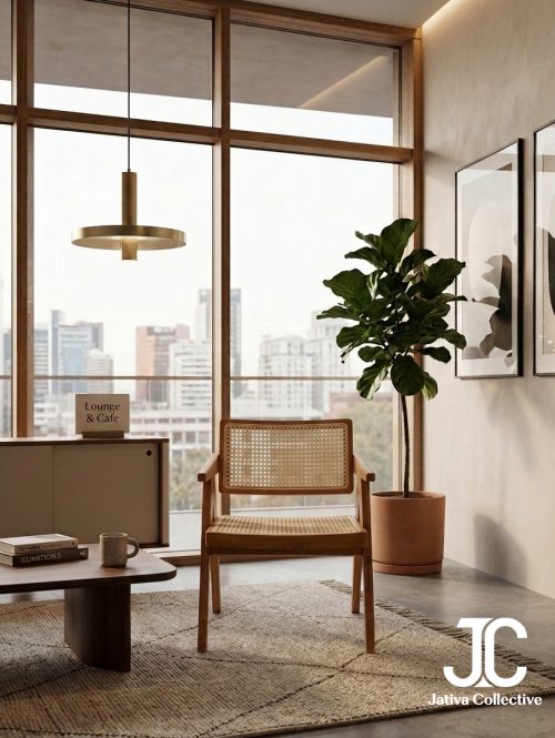 Kamala Mid-Century Teak & Rattan Armchair - Mid-Century Modern